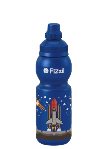 Fizzii Trinkflasche 330ml blau, Mini Weltraum