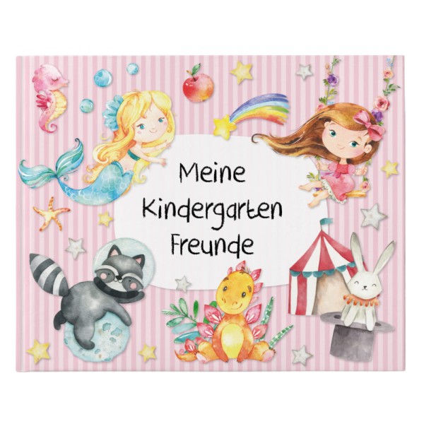 Papierdrachen Freundebuch für Kinder – Meine Kindergartenfreunde – rosa