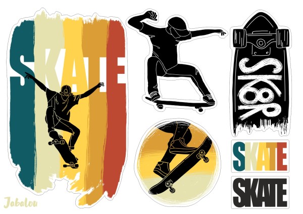 Jabalou wasserfeste Sticker Skaterboy, DIN A6