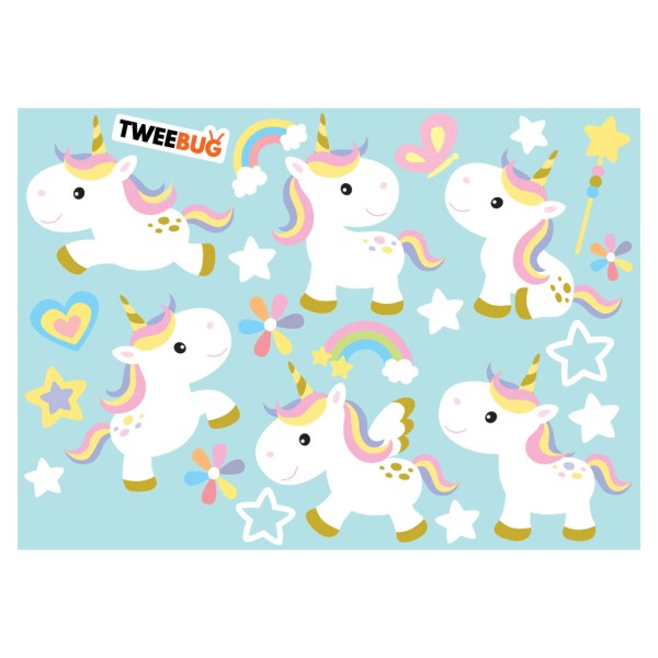 Tweebug wasserfeste Sticker Unicorn DIN A6