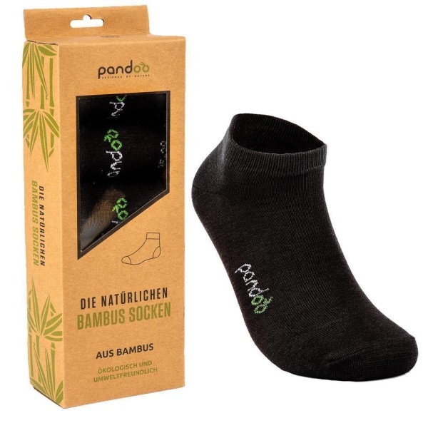 Pandoo Bambus Sneaker-Socken, unisex, 6 Paar, schwarz