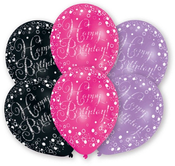 Latexballons 6 Stk. 9901070 pink, purple, black 27.5cm