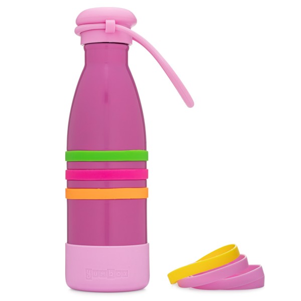 Yumbox Aqua Edelstahl Trinkflasche, 420ml - mit Trageband, pacific pink