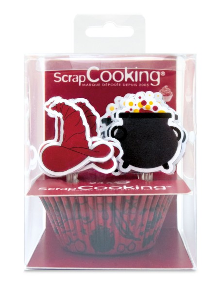 Scrap Cooking 24 Cupcakesförmchen u. 24 Cake Toppers Zauberei