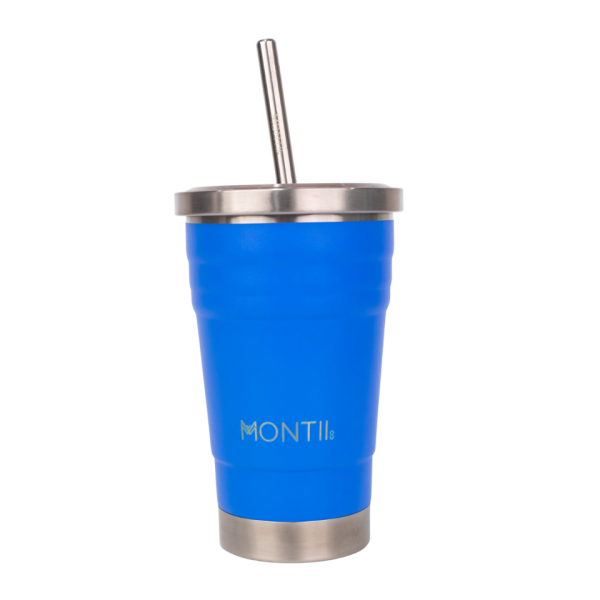 MontiiCo Mini Smoothie Cup isolierter - Becher mit Trinkhalm, blueberry
