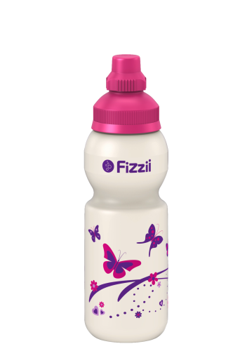 Fizzii Trinkflasche 330ml perlweiss, Mini Schmetterling