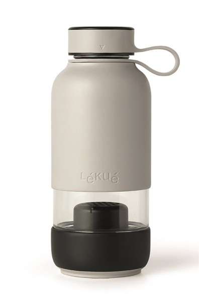 Lékué Trinkflasche to go grau, mit Filter, 600ml